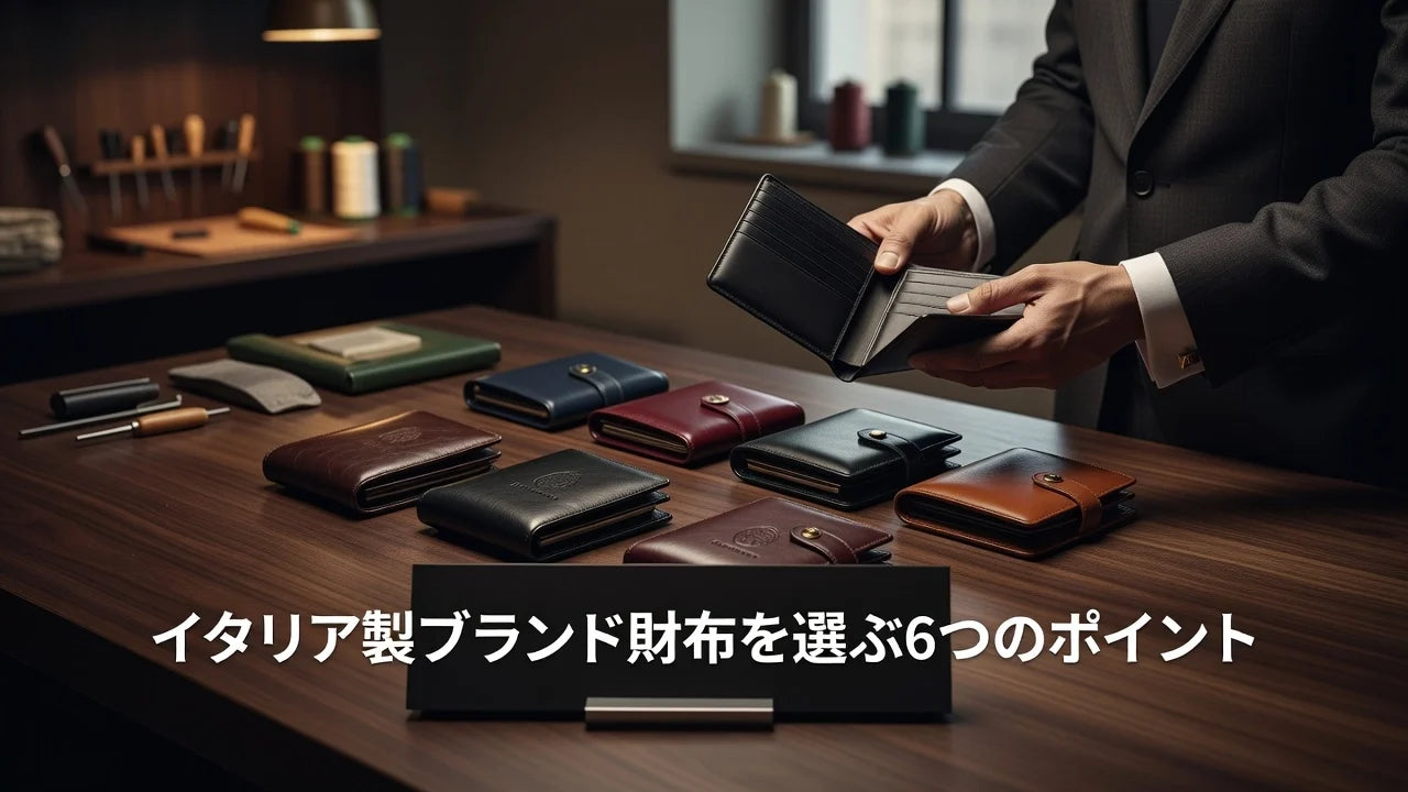 Professional header image for list-based article: イタリア製ブランド財布を選ぶ7つのポイント